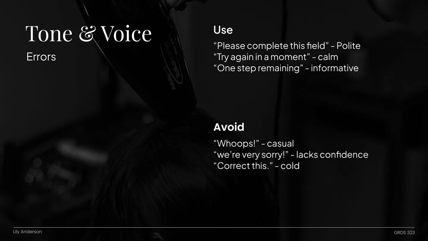 Tone and voice for errors
