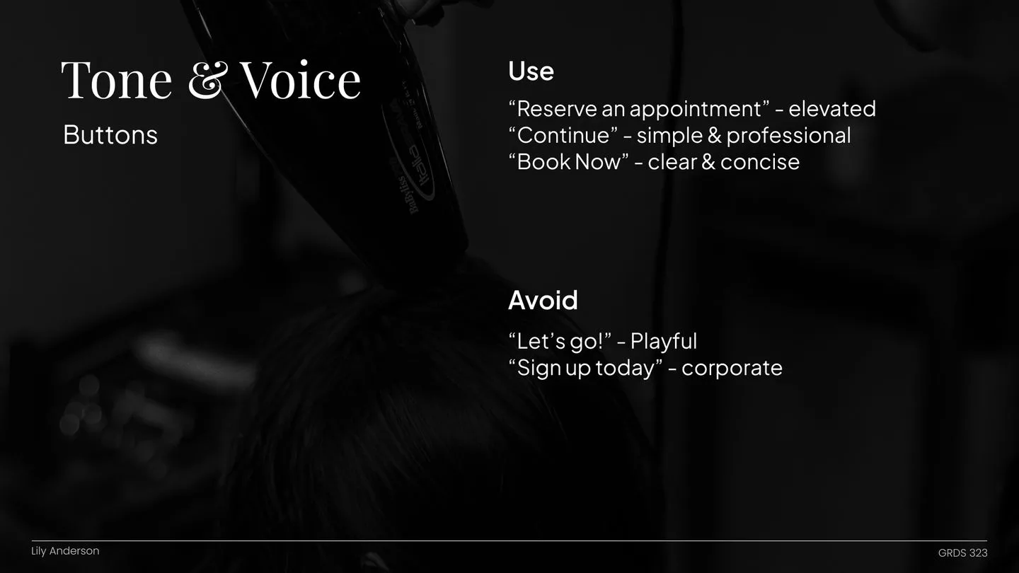 Tone and voice for buttons