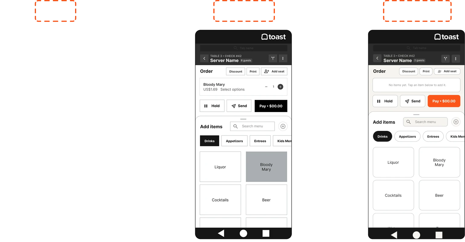 A screen progressing from sketch to wireframe to first prototype